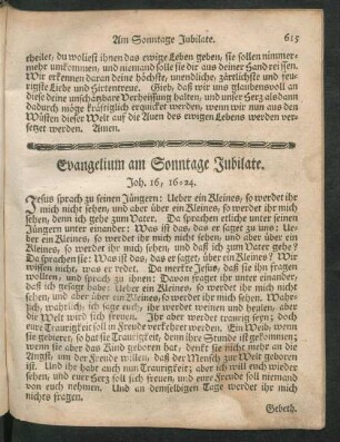 Evangelium am Sonntage Jubilate.