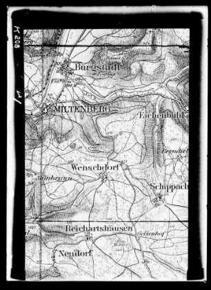 Karte von Nordbaden Bürgstadt, Sippach, Reichertshausen, Monbrunn