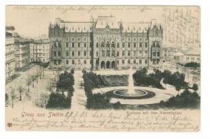 Gruss aus Stettin. Rathaus mit dem Viktoriaplatz