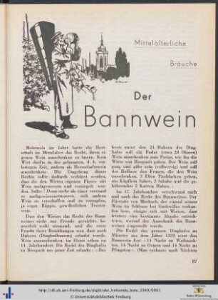 Mittelalterliche Bräuche: Der Bannwein.