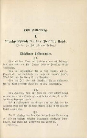 I. Strafgesetzbuch für das Deutsche Reich