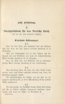 I. Strafgesetzbuch für das Deutsche Reich