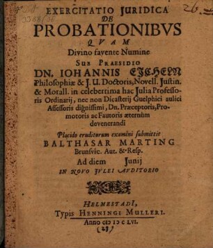 Exercitatio iur. de probationibus
