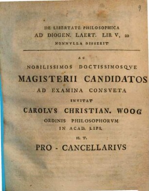 De Libertate Philosophica Ad Diogen. Laert. Lib. V, 20