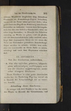 III. Abschnitt. Von den Geschwüren insbesondere.