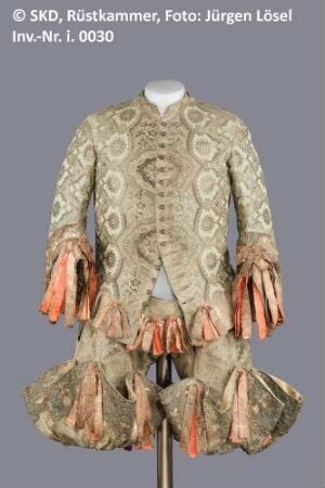 Wams / Rheingrafenkleid Augusts des Starken, bestehend aus Mantel, Wams, Hose und Paar Handschuhen