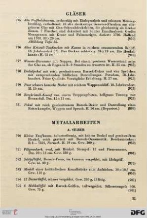 Metallarbeiten (Nr. 590-630)