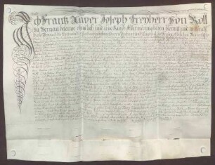 Instrumentum cautionis des Franz Joseph von Roll.