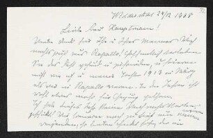 Brief von Charlotte Kiep an Margarete Hauptmann