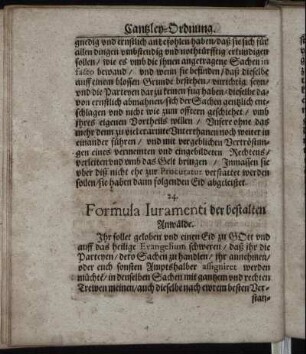 Formula Juramenti der bestalten Anwälde.