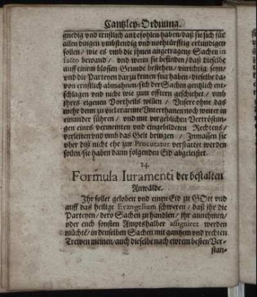 Formula Juramenti der bestalten Anwälde.