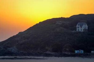 Frankreich. Basse Normandie. Manche. Carteret. Sonnenuntergang am Meer