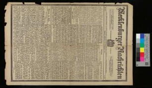 Titelseite der Mecklenburger Nachrichten, Nr. 227 vom 29.09.1897