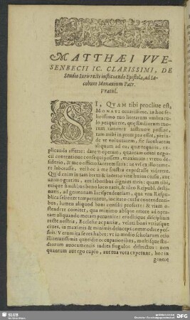 Matthaei Wesenbecii Epistola
