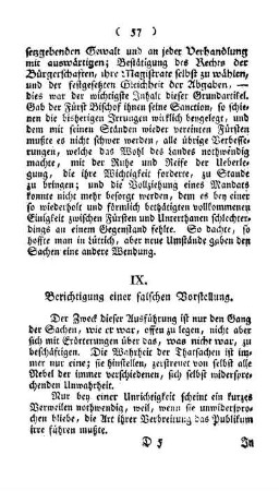 IX. Berichtigung einer falschen Vorstellung.