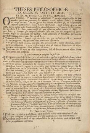 Theses philosophicæ ex secunda parte logicæ, et ex arithmetica de fractionibus.