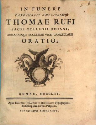 In funere Cardinalis Thomae Rufi oratio