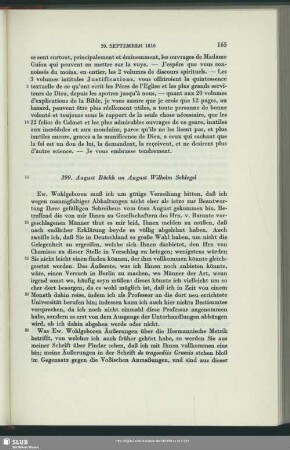 August Böckh an August Wilhelm von Schlegel, Heidelberg, 20.09.1810