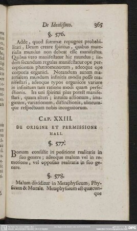 Cap. XXIII. De Origine Et Permissione Mali