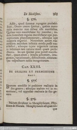 Cap. XXIII. De Origine Et Permissione Mali