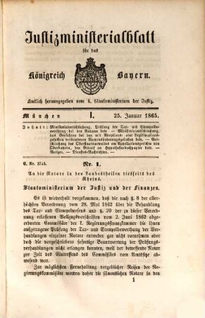 Justizministerialblatt für den Freistaat Bayern. 3. 1865