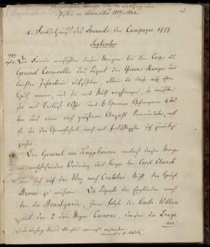 Journal des Feldzugs September - November 1777