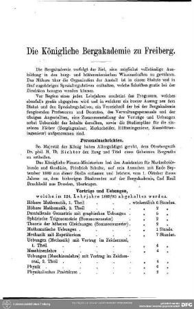 Die Königliche Bergakademie zu Freiberg
