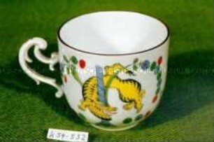 Tasse, Dekor Gelber Löwe