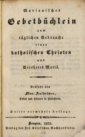 Marianisches Gebetbüchlein