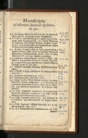 Manuscripta ad historiam literariam spectantia in 4to.