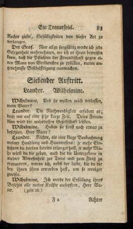 Siebender Auftritt. Leander. Wilhelmine.