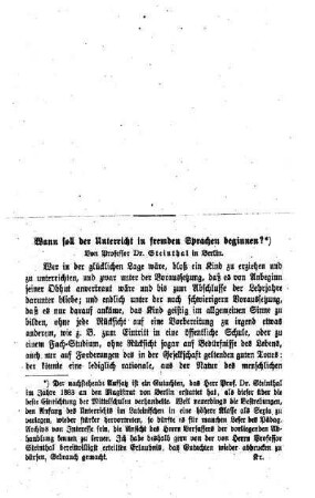 Wann soll der Unterricht in fremden Sprachen beginnen?