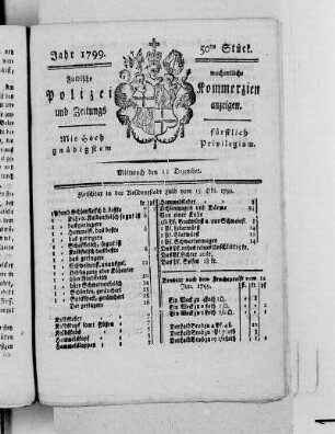 50tes Stück, Ausgabe vom 11. Dezember 1799