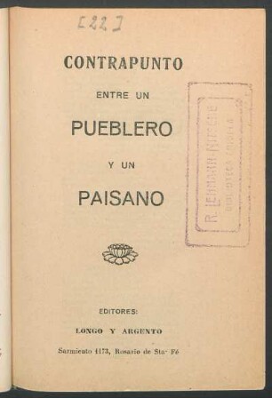 Contrapunto entre un pueblero y un paisano