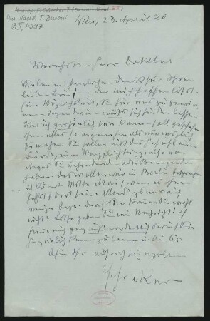 Brief an Ferruccio Busoni : 23.04.1920