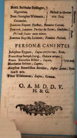 Sodalis reconciliatus : drama Marianum, cum Congregatio, Acad. Minor B. V. Mariae Purif. novum Magistratum promulgaret Ingolstadii 1765 M. Decembri ; [Periocha]