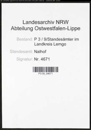 Sterberegister Standesamt Nalhof