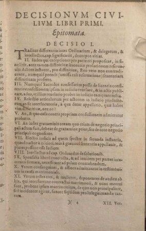 Decisionvm Civilivm Libri Primi.
