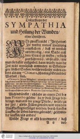 Discurss von der SYMPATHIA und Heilung der Wunden/ ohne Berühren.