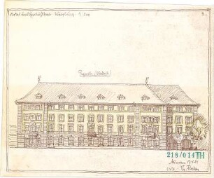 Fischer, Theodor; Würzburg; Hotel und Geschäftshaus - Nordseite (Ansicht)