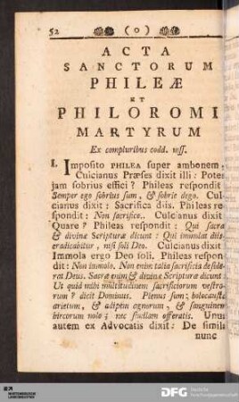 Acta Sanctorum Phileæ Et Philoromi Martyrum.