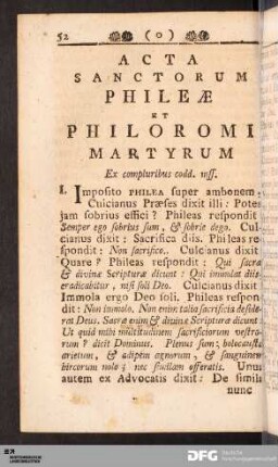 Acta Sanctorum Phileæ Et Philoromi Martyrum.