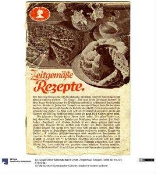 Zeitgemäße Rezepte.