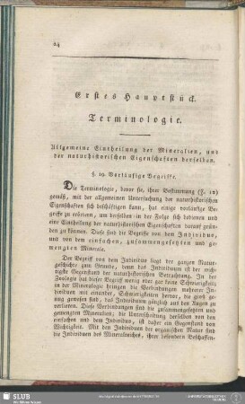 Erstes Hauptstück. Terminologie