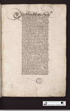 Widmung an Herzog Christoph von Württemberg