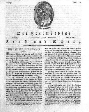 Nro. 71, Dienstag, den 9. April 1805