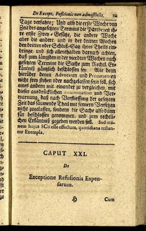 Caput XXI. De Exceptione Resusionis Expensarum. - Caput XXV. De Exceptione Libelli Alteranativi.