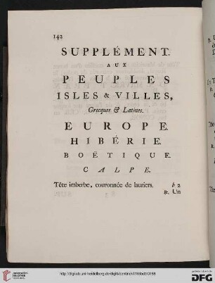 Supplément aux peuples, isles & villes, grecques & latines