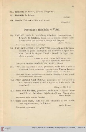 Porcellane Maioliche e Vetri (No. 242 - 320)