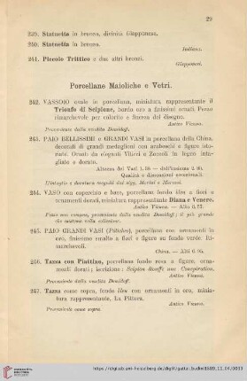Porcellane Maioliche e Vetri (No. 242 - 320)